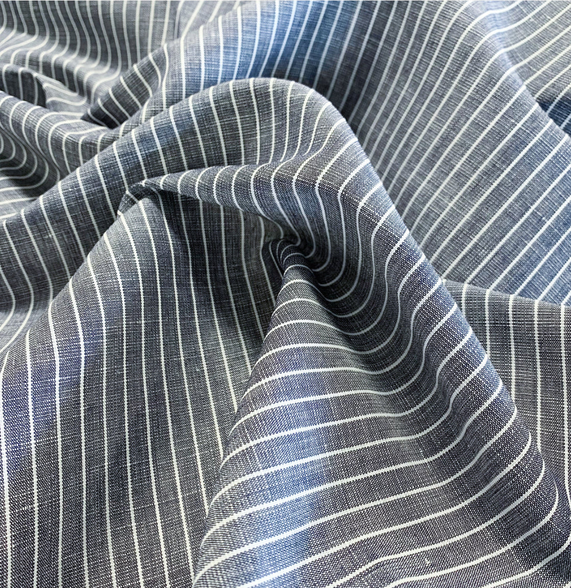Linen at last! Navy stripe lightweight (102gsm)