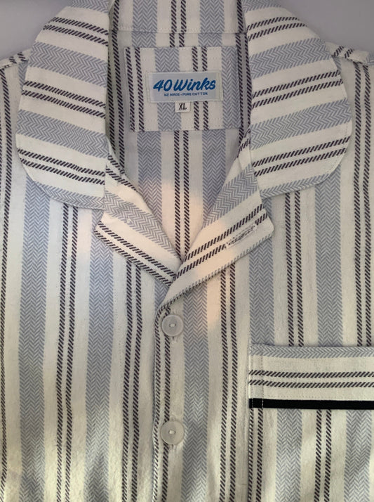 Classic White and Blue Flannelette
