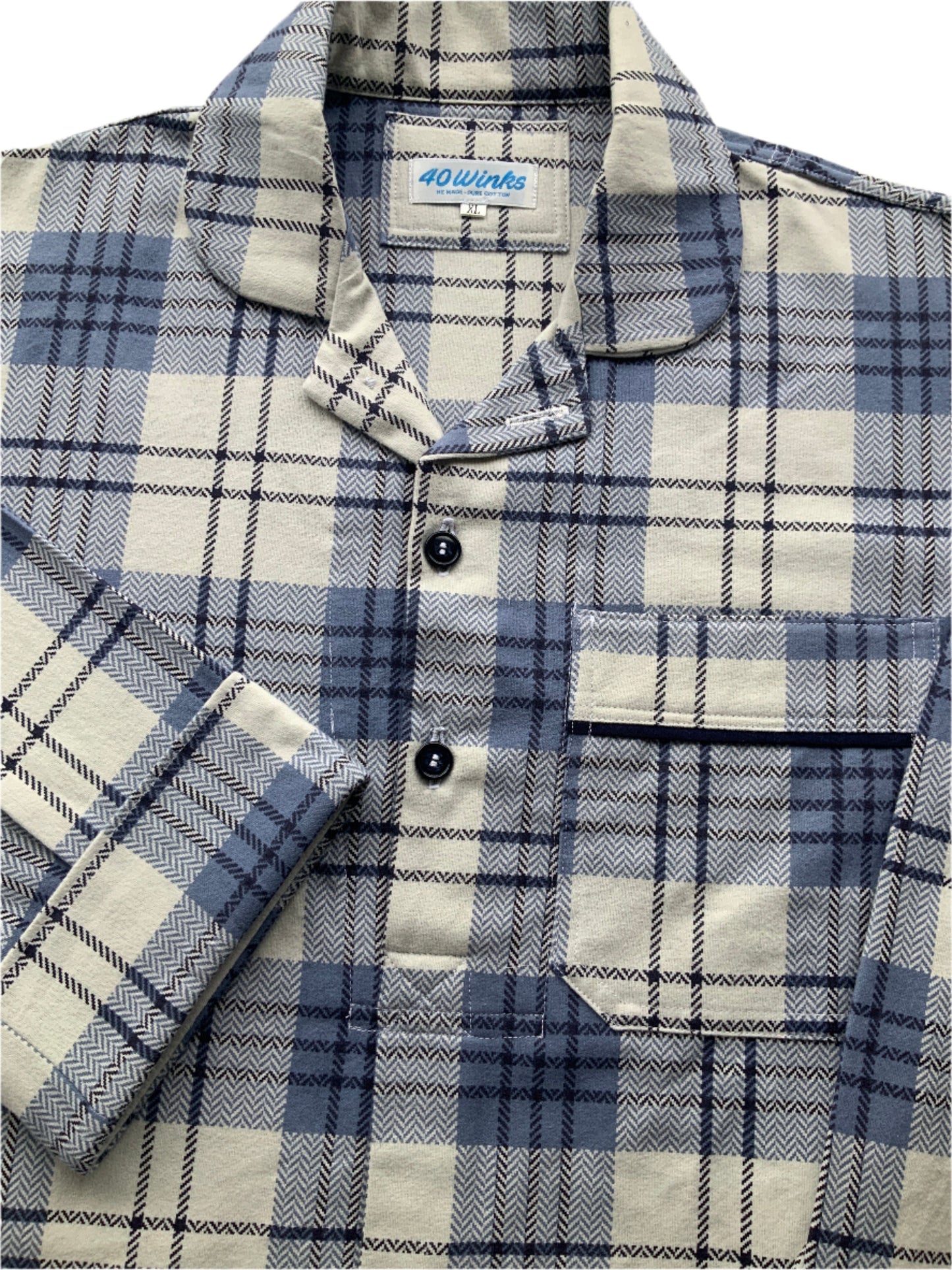 Cream base Blue Flannelette (160gsm)