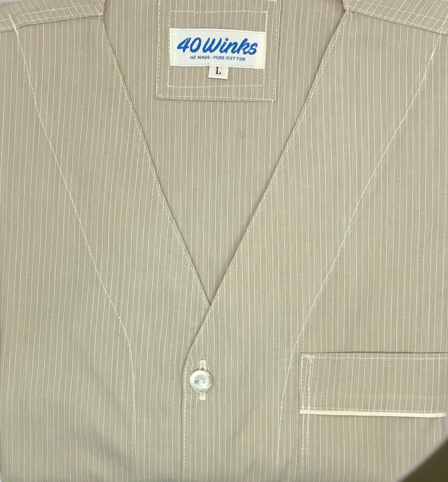 Classic Tan & White stripe (97gsm fabric weight) - lightweight