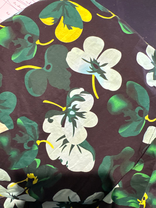 Peonies Green (97gsm  fabric weight) - lightweight