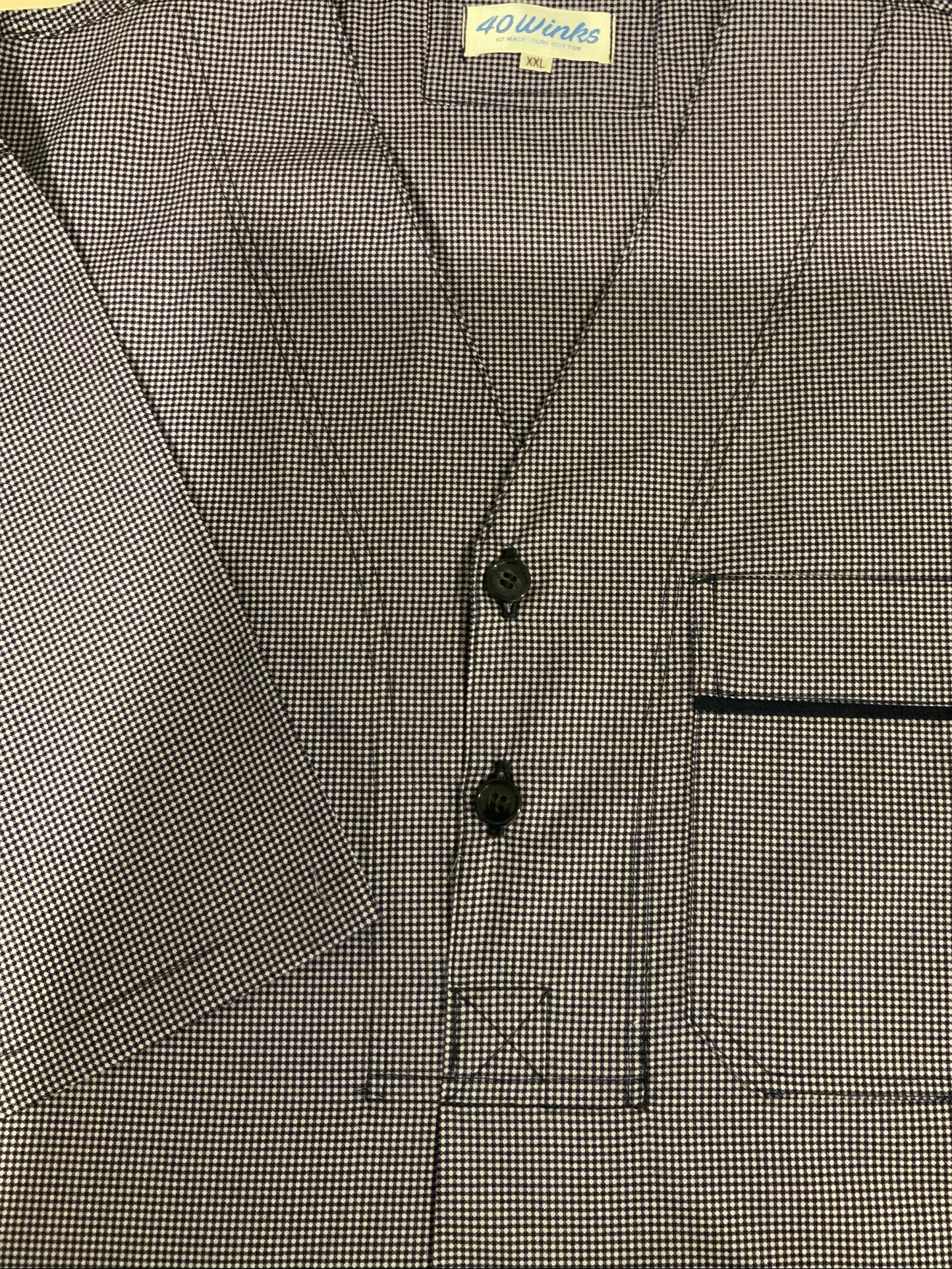 Navy tiny check on purple (135gsm)